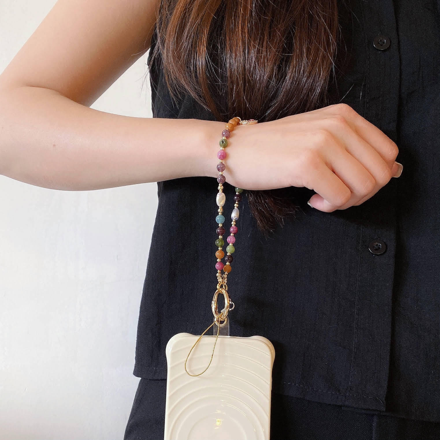 高級感多彩天然石手機掛繩手機背帶2