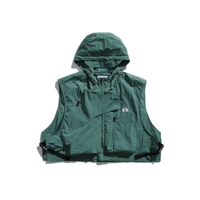 山系機能連帽短款背心 日系戶外多口袋坎肩・男女同款情侶背心5