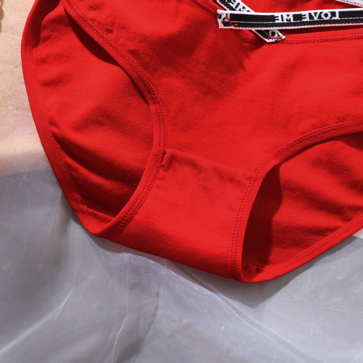 新年 本命年必備 全棉親膚低腰紅色內褲四件組6