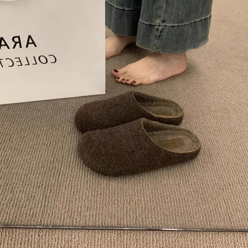 【寬腳友善】 秋冬復古勃肯外穿保暖款懶人鞋3