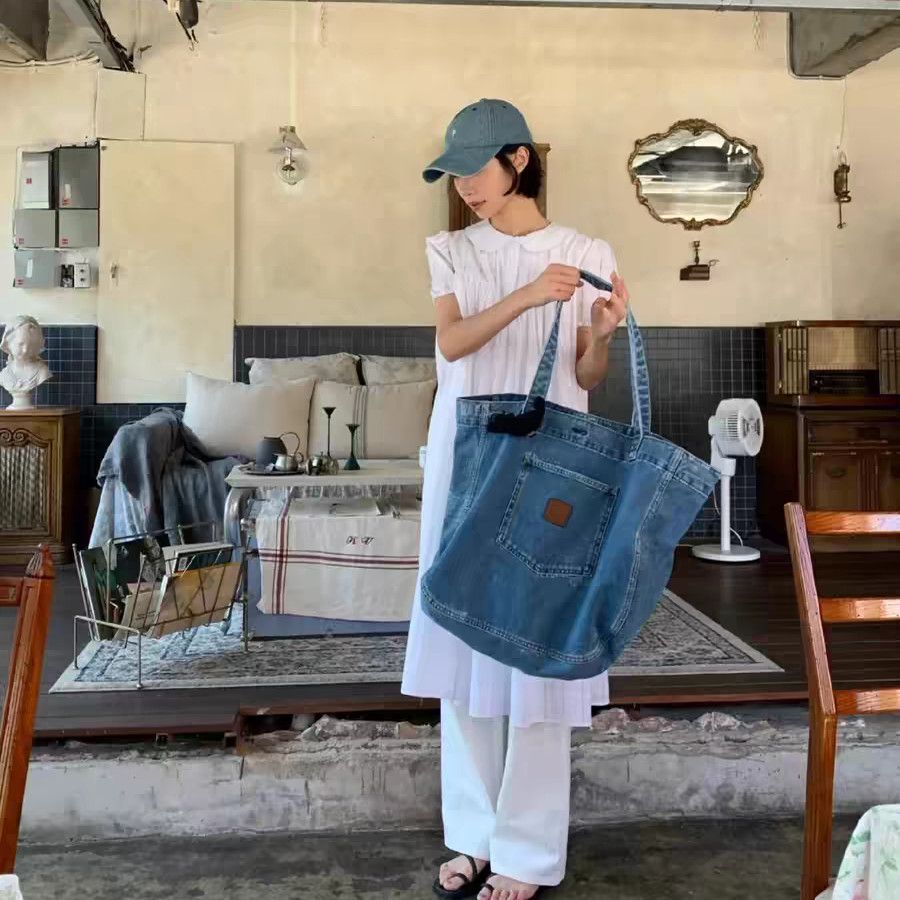 復古牛仔單肩托特包2