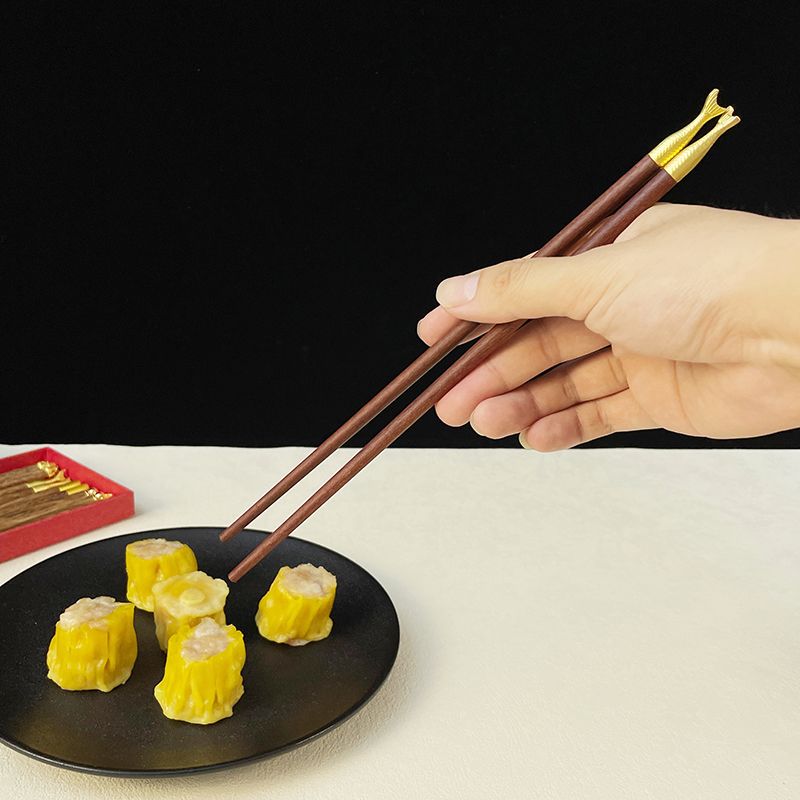 金甲招財雞翅木紅檀木福氣筷組3