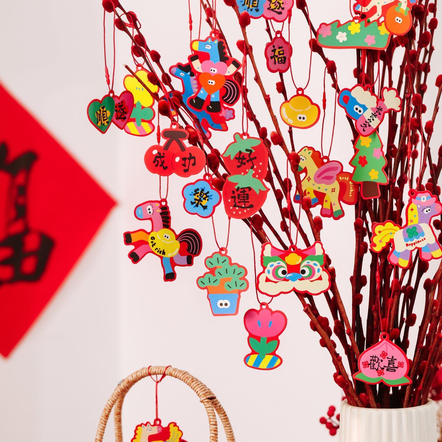 馬上有財 七彩馬新年吊牌掛飾30枚組