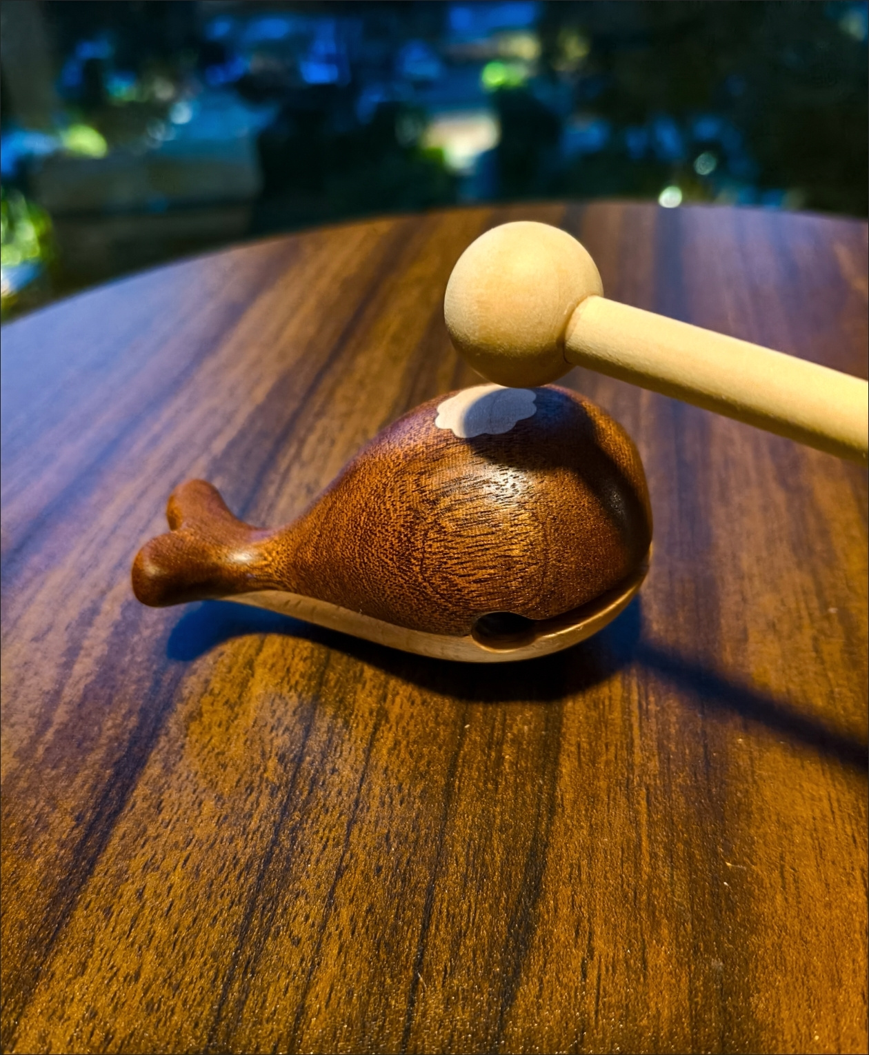 可愛鯨魚小木魚 解壓實木敲擊擺件4