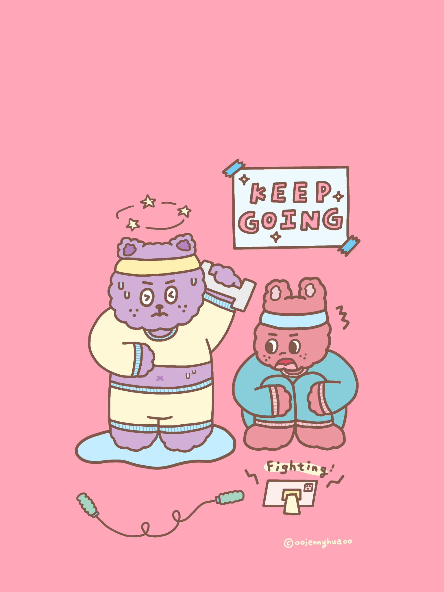 2024 / 3月 平板桌布｜趁著春天我要努力運動 .ᐟ.ᐟ