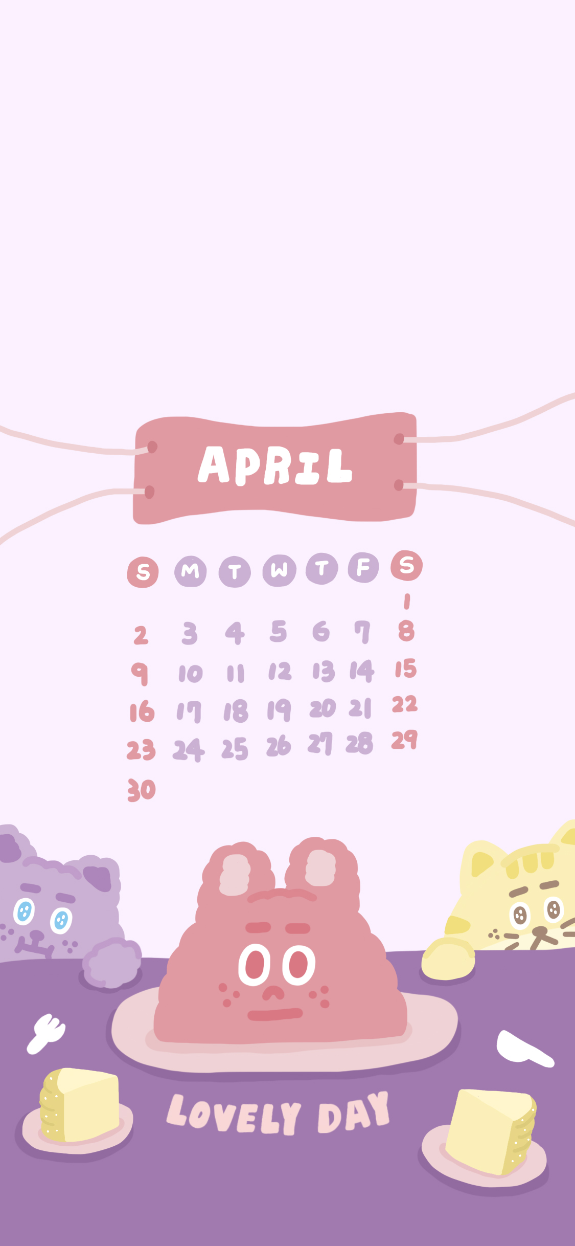 2023 / 4月 手機桌布｜兔仔子蛋糕♡下午茶日