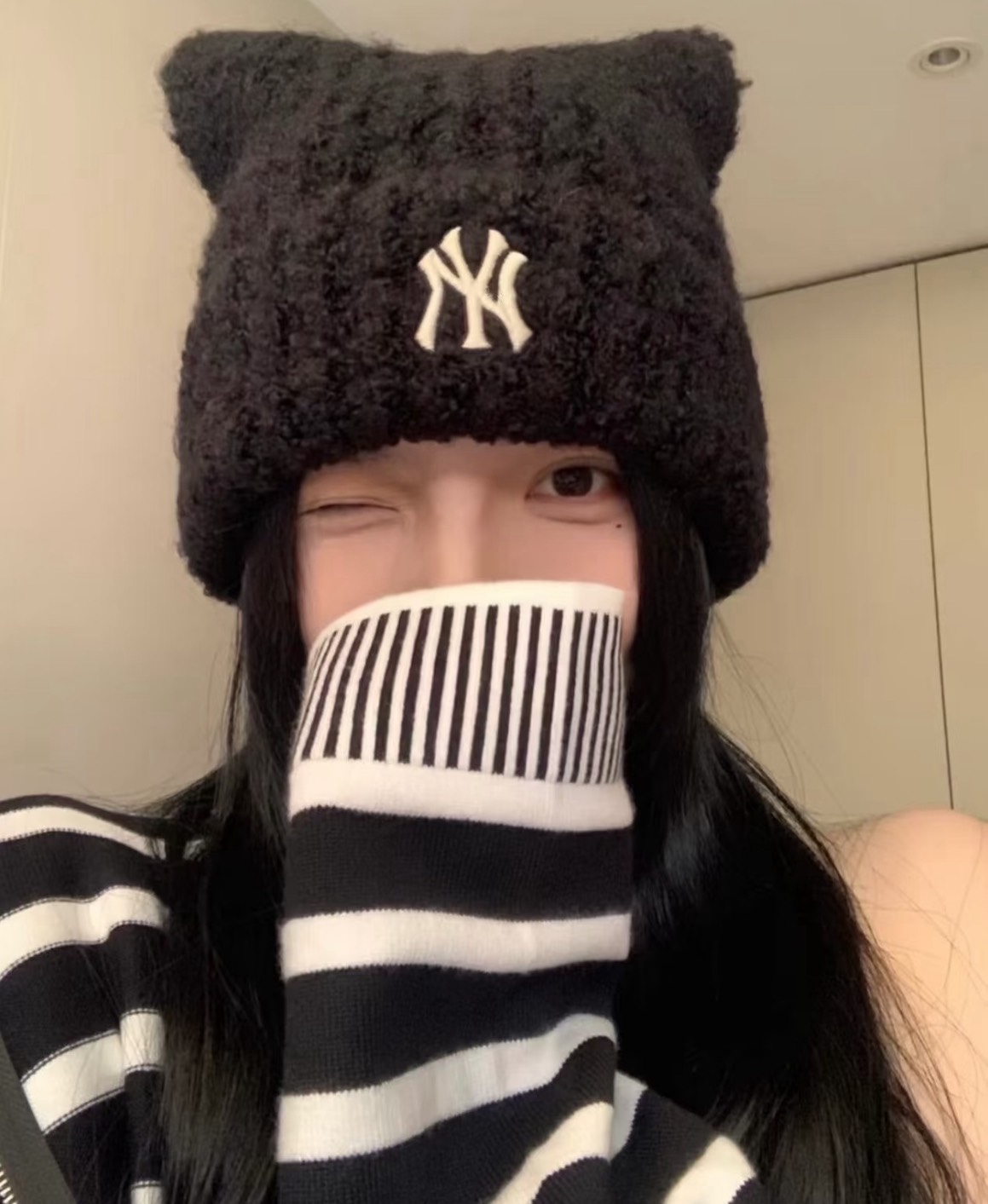 MLB x Karina 貓耳朵針織毛帽