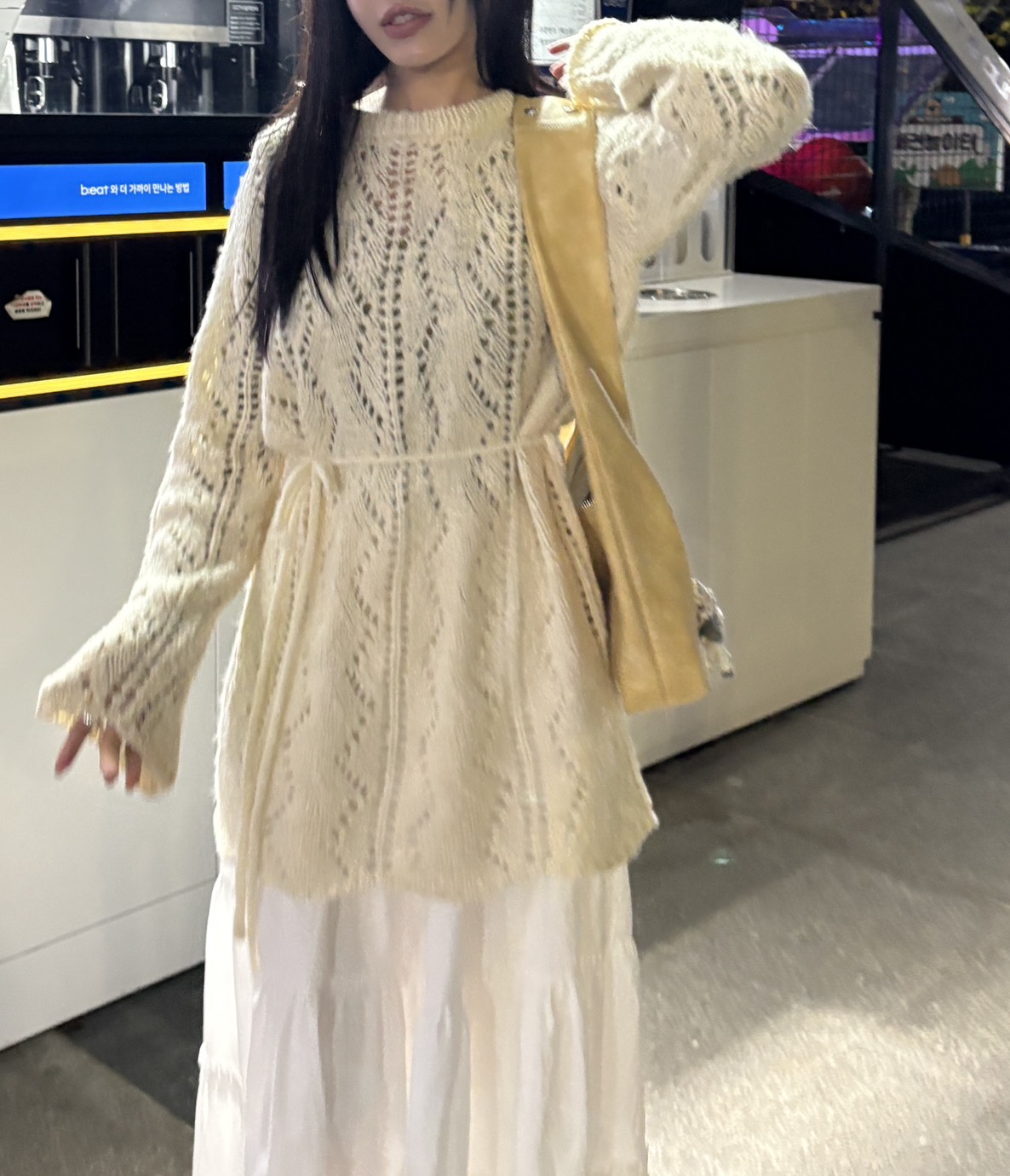 鏤空綁帶針織毛衣 1color