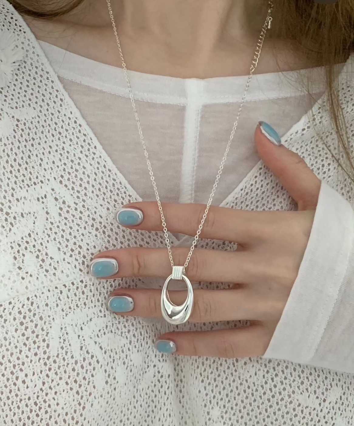 韓製設計款橢圓長項鍊 韓製設計款橢圓長項鍊