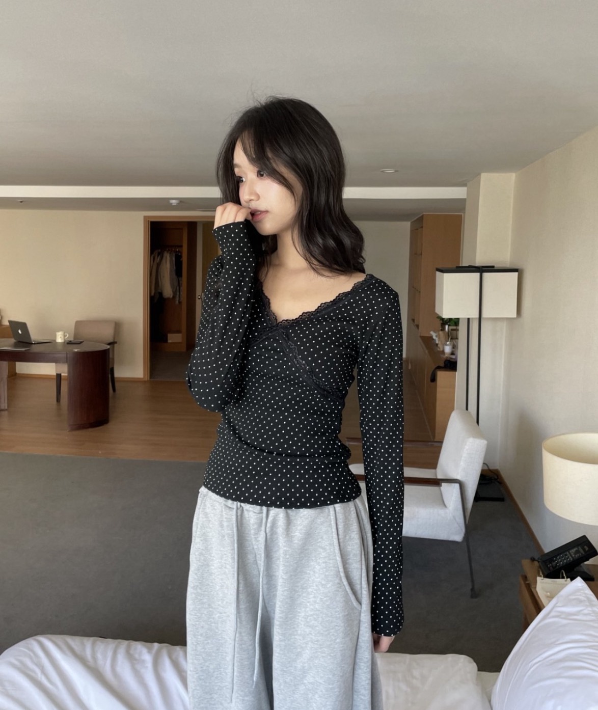 法式浪漫波點上衣 2colors