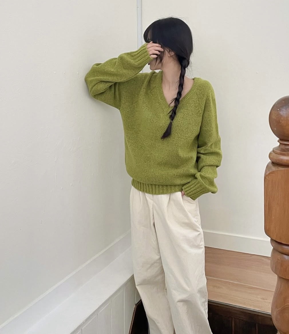 日常百搭V領針織衫 5colors
