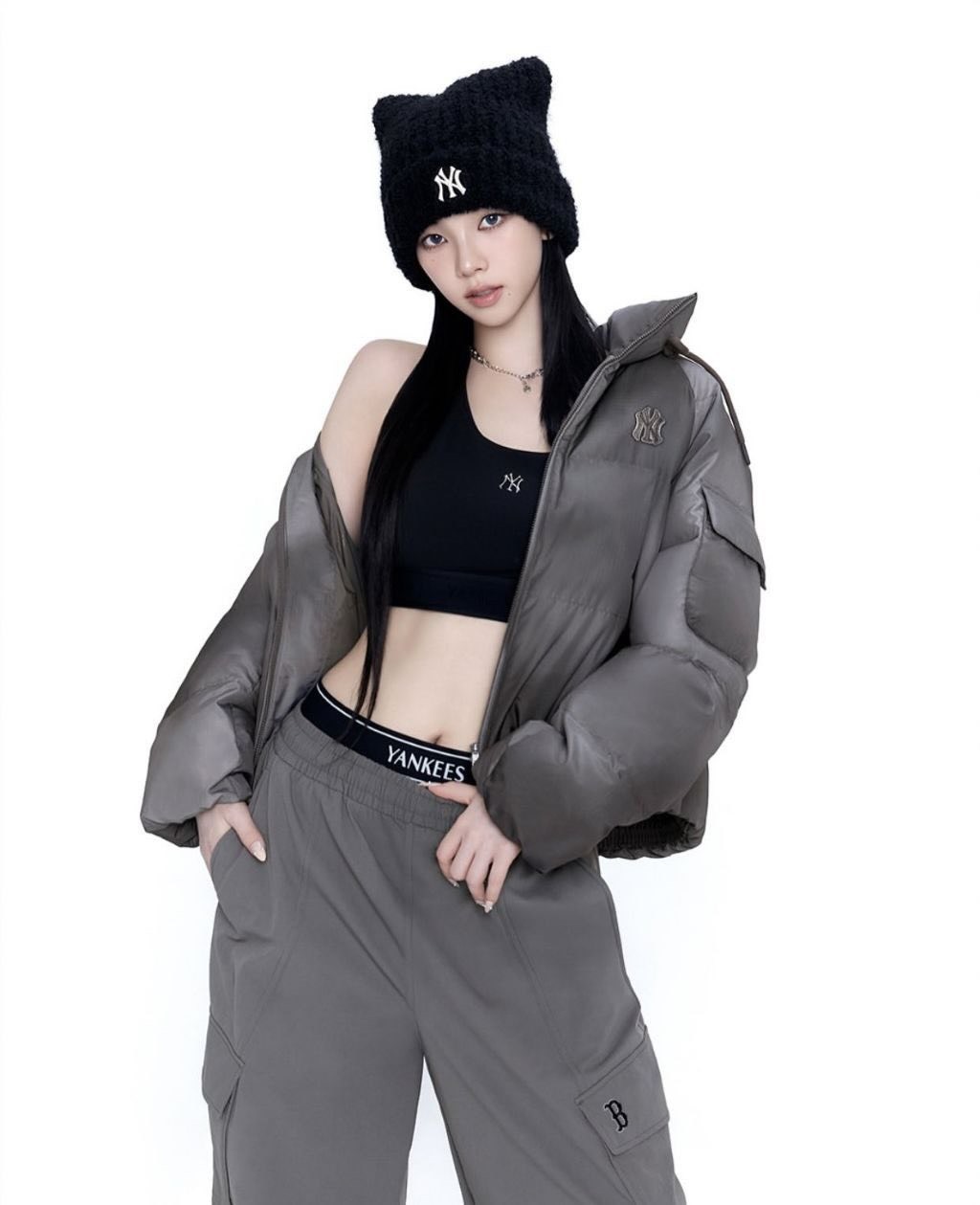 MLB x Karina 貓耳朵針織毛帽