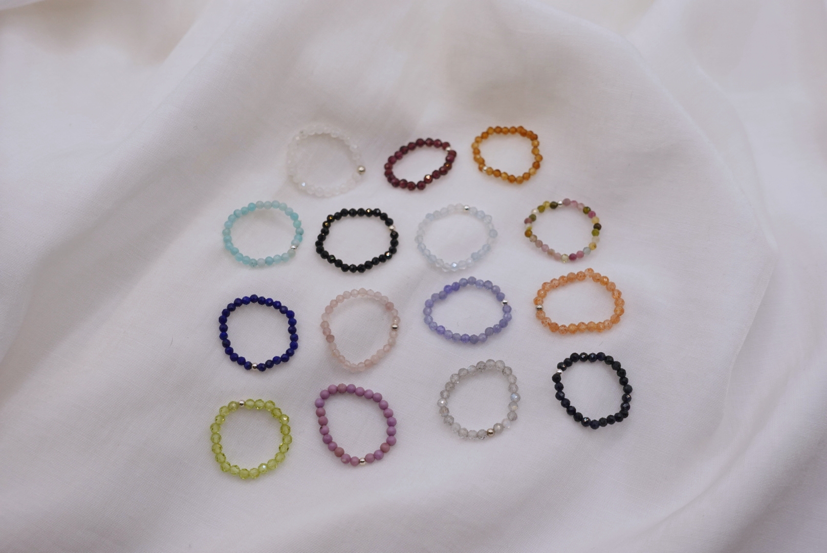 天然石彈性珠戒