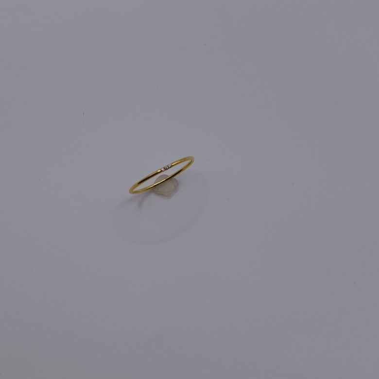 微鑲迷你三個鋯石戒指 14KGF