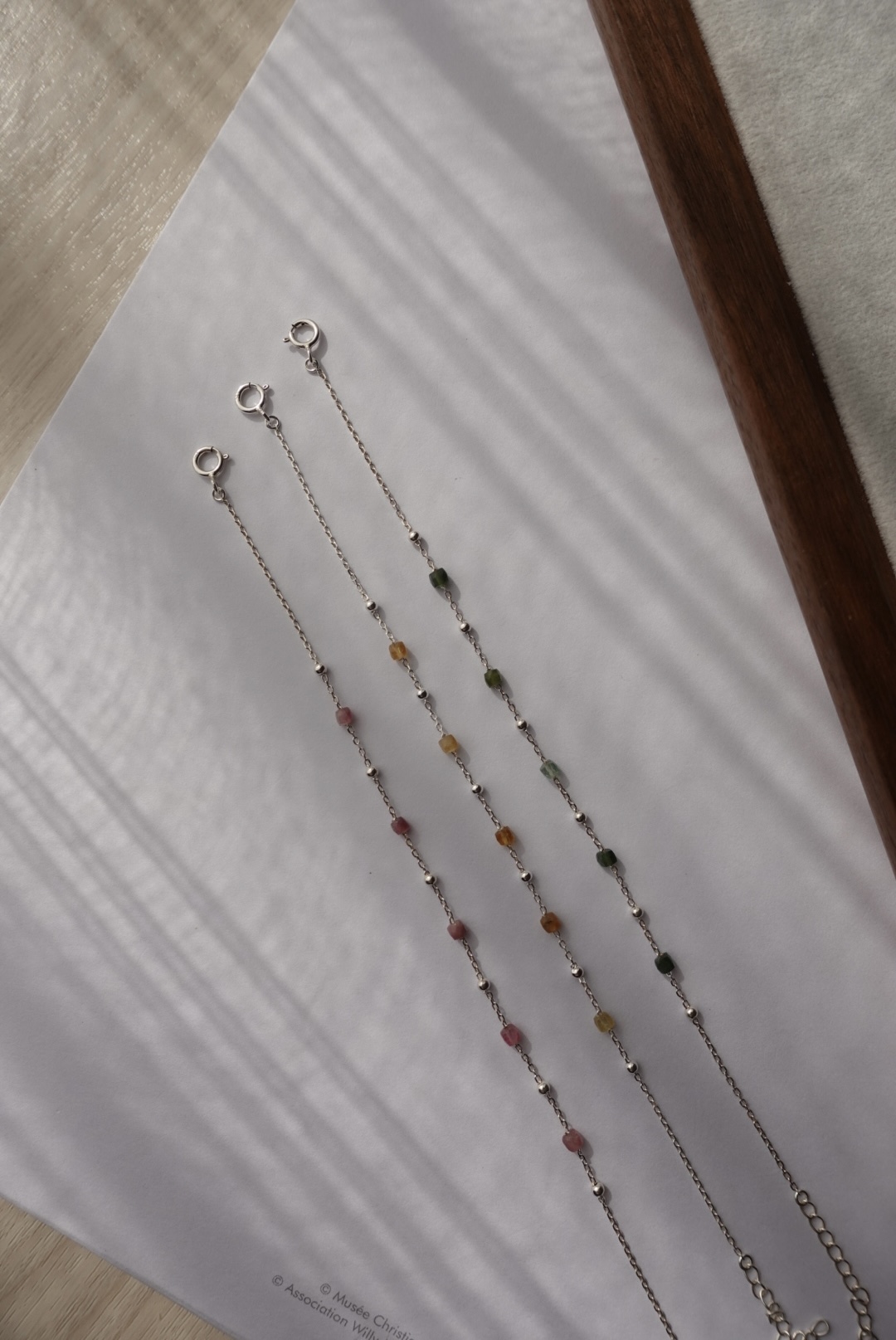 方糖碧璽銀珠間隔手鍊 S925