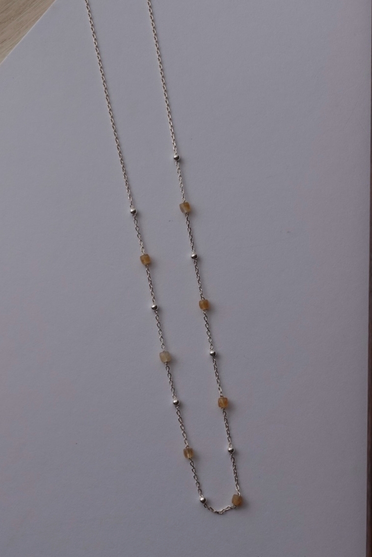 方糖碧璽銀珠間隔項鍊 S9253