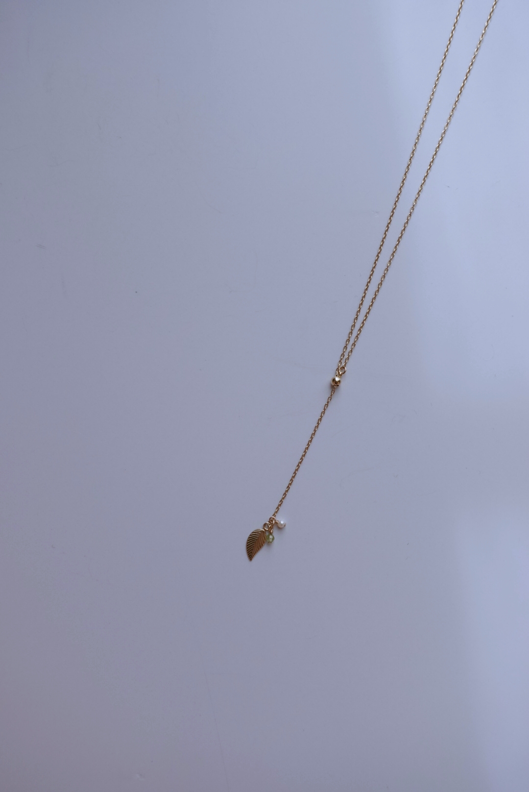 橄欖石葉子 可調Y字鍊 14KGF