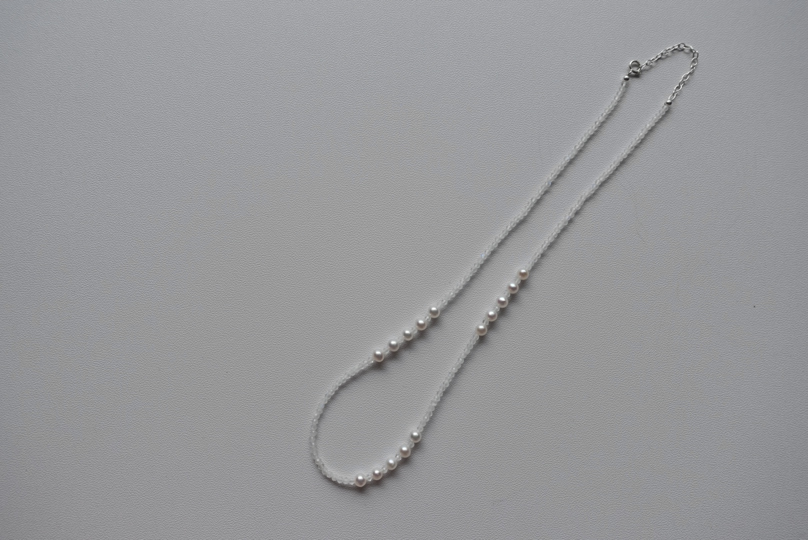 連續五顆珍珠月光石項鍊 S9255