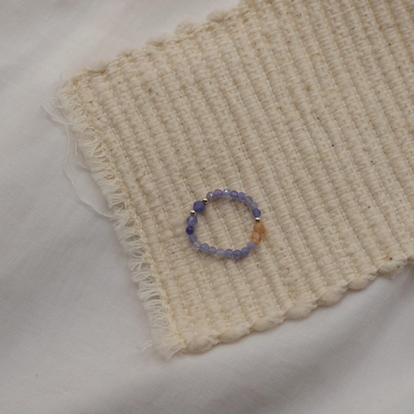 晚霞 坦桑石彈性珠戒 S925