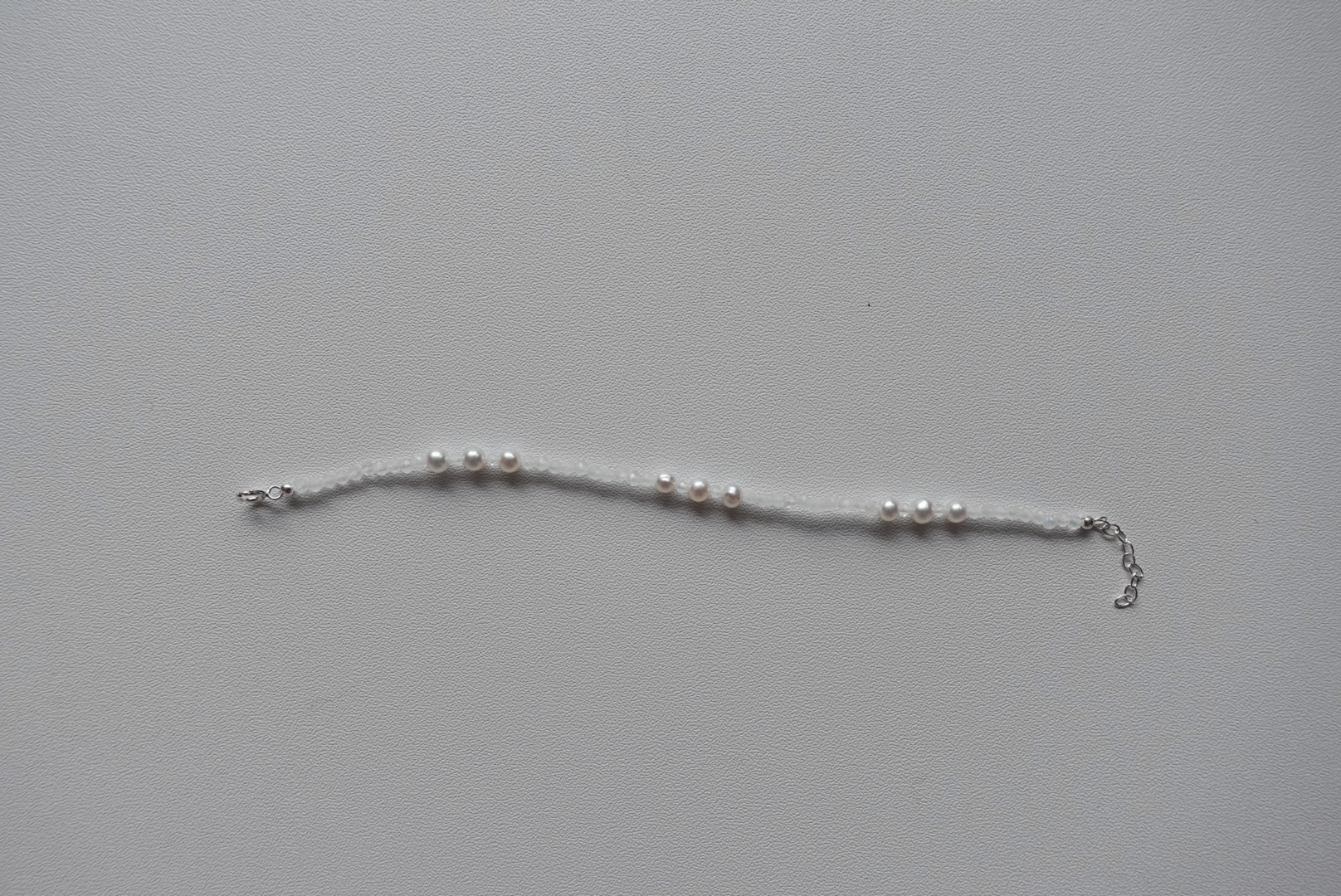 連續三顆珍珠月光石手鍊 S9254