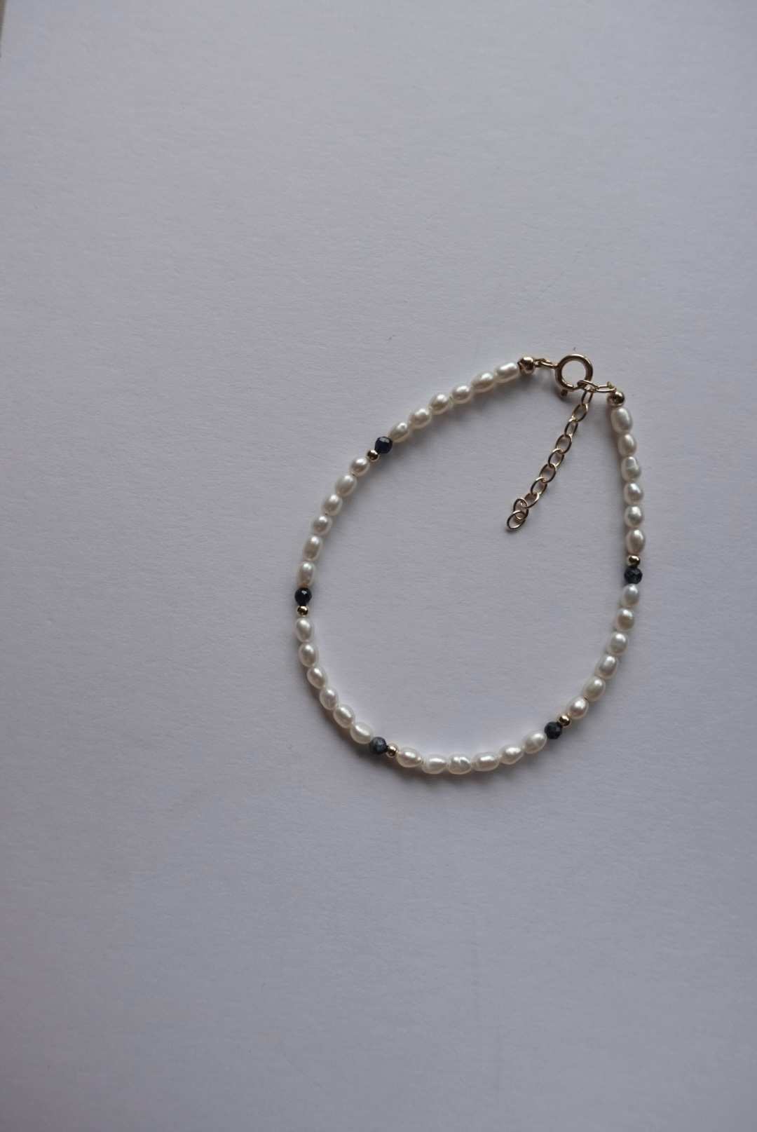 藍寶石金珠珍珠手鍊 14KGF4