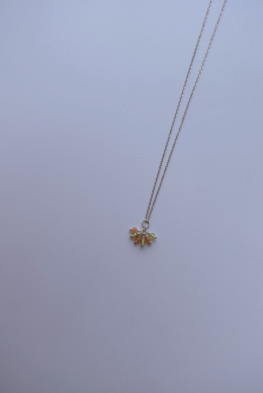 橄欖石太陽石垂墜項鍊 S925