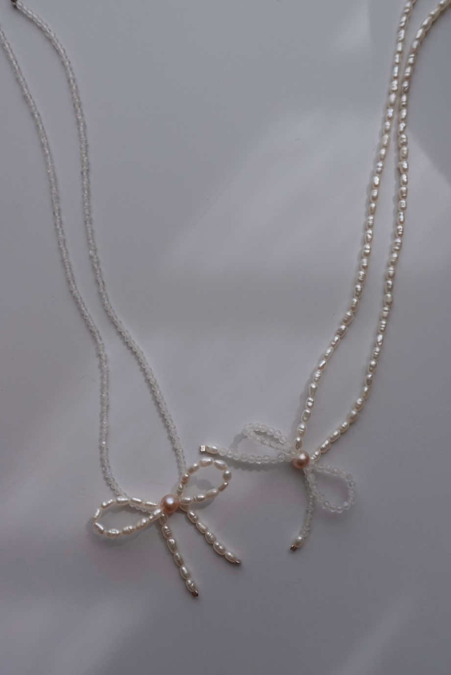月光石珍珠 蝴蝶結頸鍊 S925