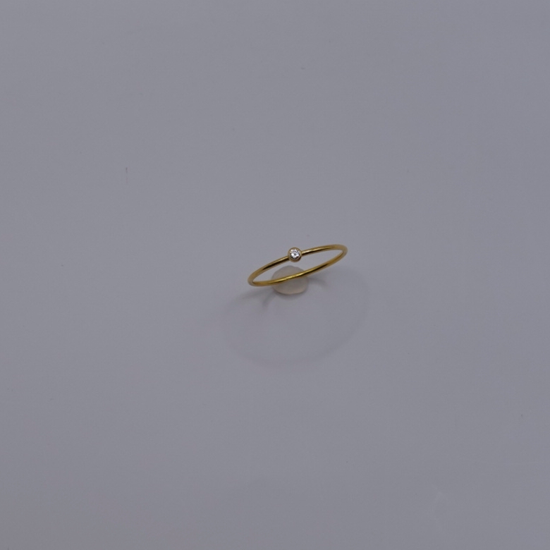 單顆鋯石光身戒指 14KGF