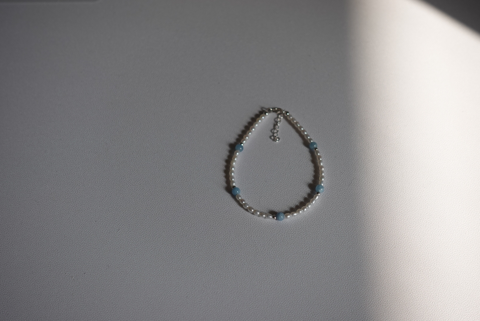 珍珠海藍寶銀珠手鍊 S925