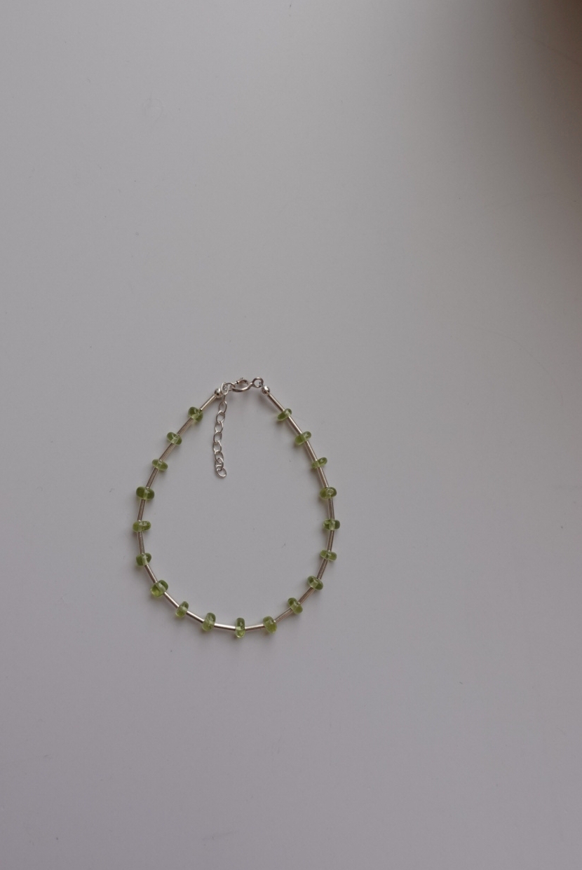 銀管間隔橄欖石手鍊 S925