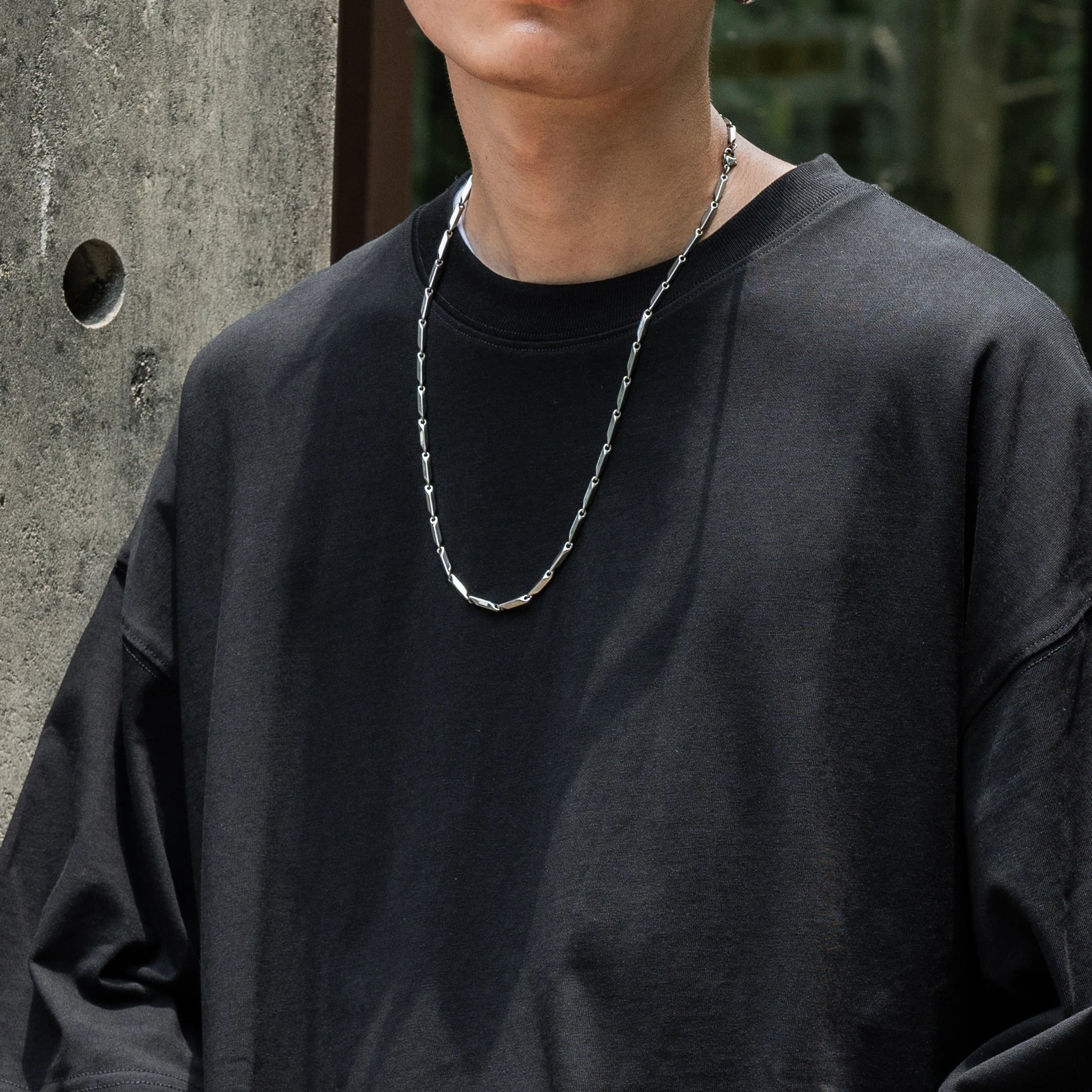 【現貨】鈦鋼菱形竹葉幾何項鍊