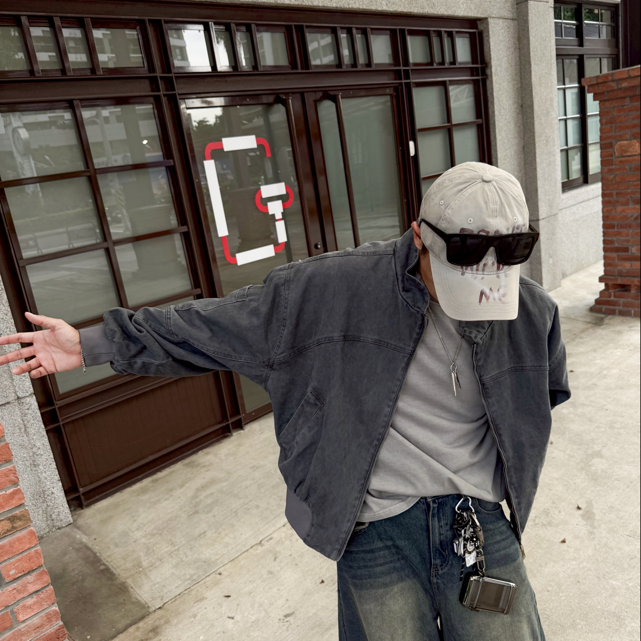 【質感單品】立領boxy短寬水洗外套