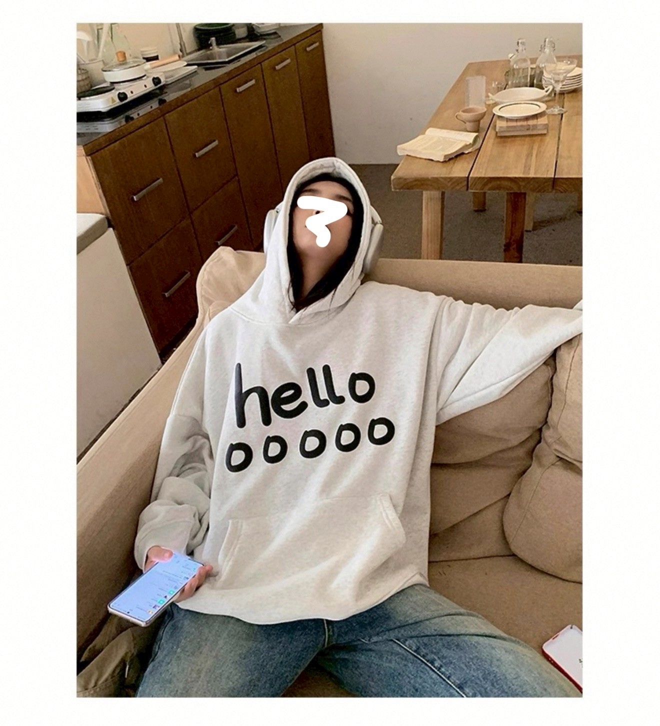 【現貨】美式helloooo印花牛奶絨帽T