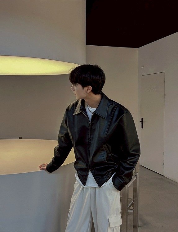 【現貨】廓形剪裁雙鍊皮外套 【現貨】廓形剪裁雙鍊皮外套