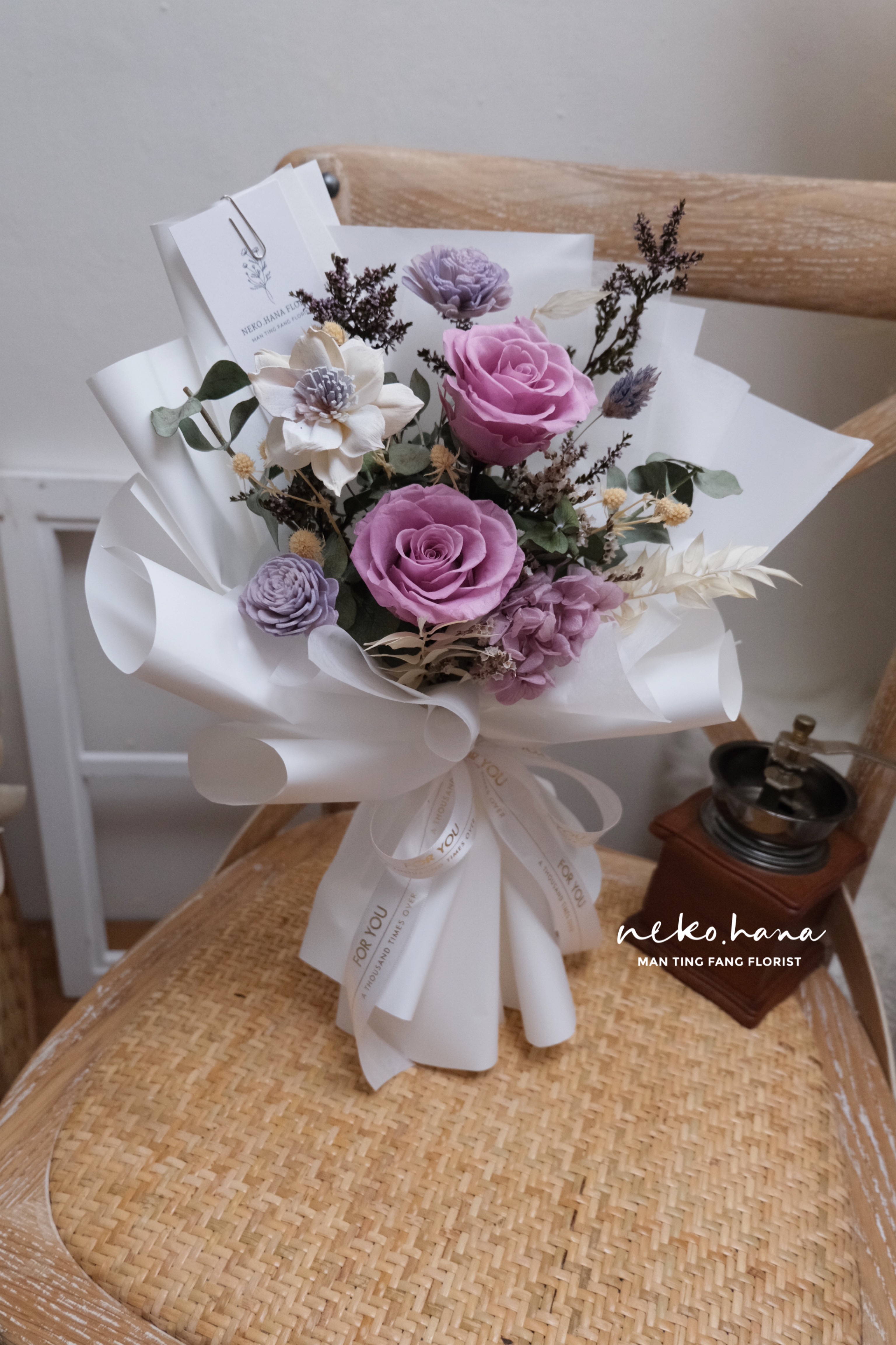 海洋之歌紫玫瑰永生花束 乾燥花 永生花束 乾燥 永生花禮系列 Neko Hana Florist