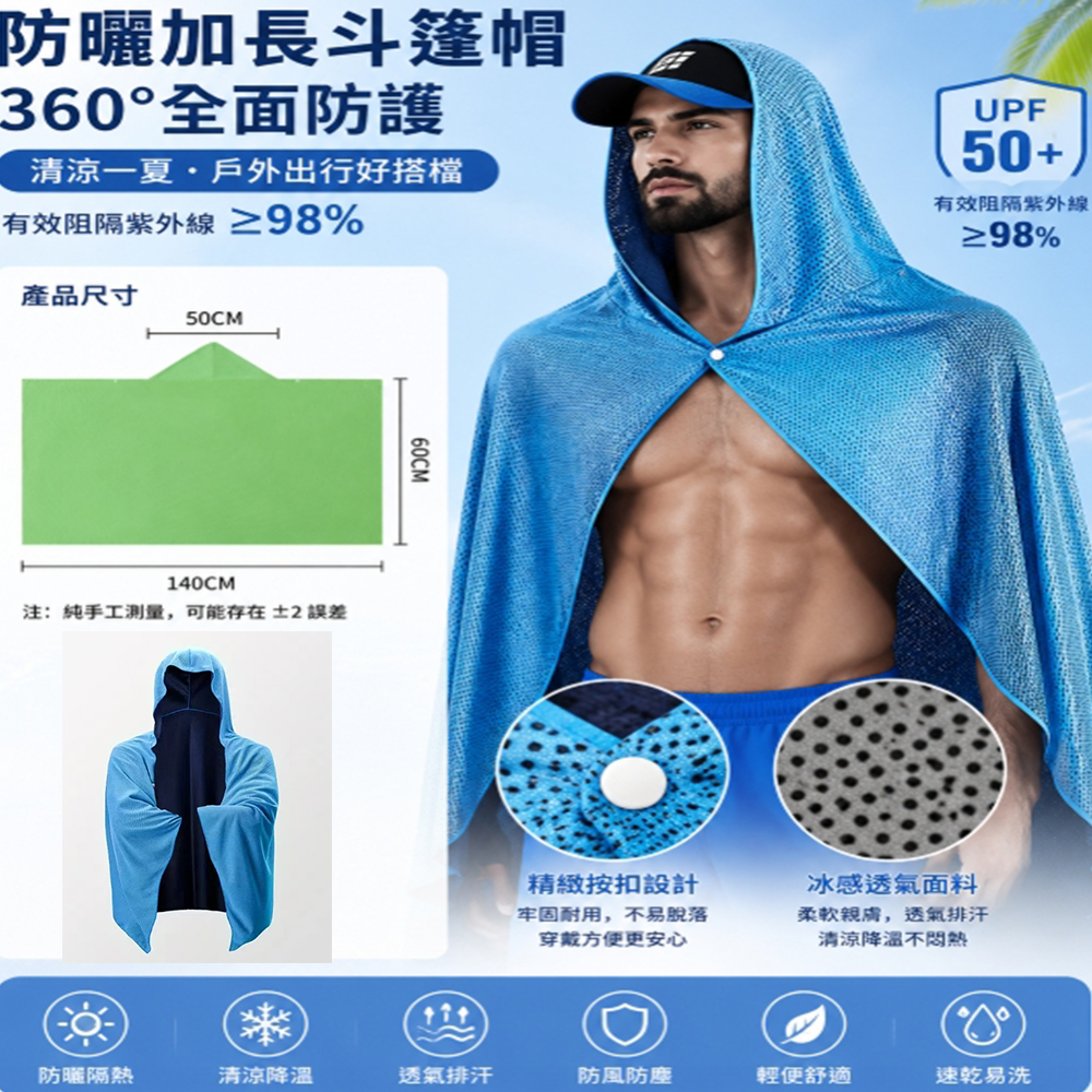~子甄彣璟~夏日抗暑神器 防曬斗篷帽 / 防曬披肩帽 冰感透氣 遮陽帽 涼感彈性排汗速乾 外送/釣魚/登山/海邊 機車族必備7