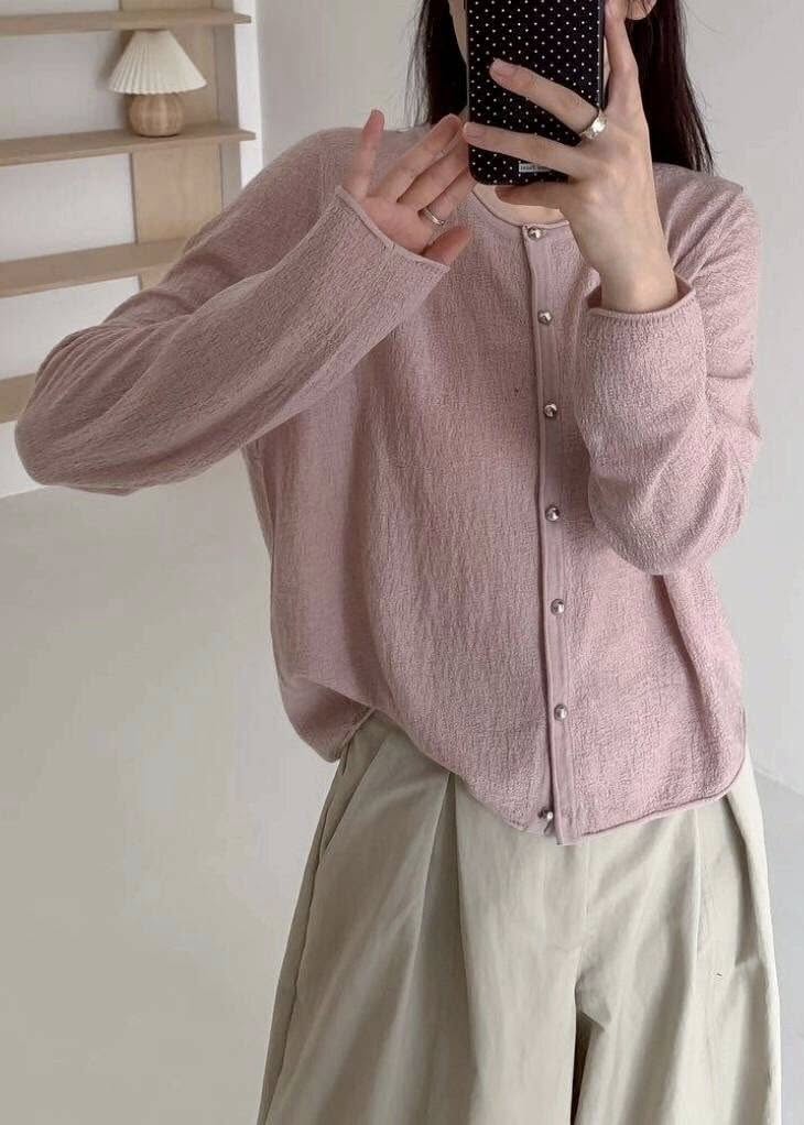 TH圓領小銀釦針織開衫*5色  k98598