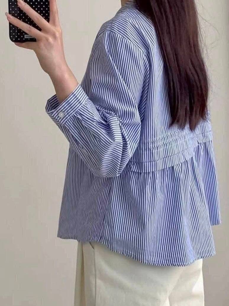 直條紋計款長袖襯衫*1色 K0859973