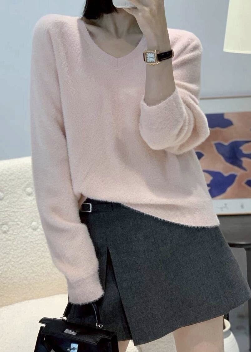 V領親膚水晶貂絨上衣 *8色 KB9882578