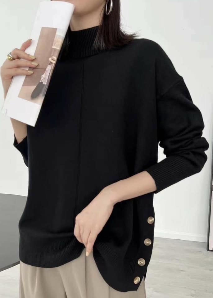 立領單邊開衩針織*5色 K988983