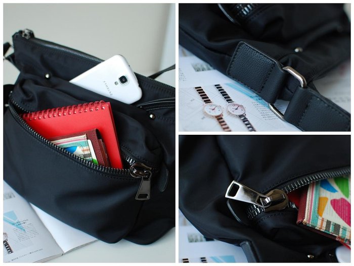 超實用防潑水多隔層尼龍郵差包*1色 KB950974