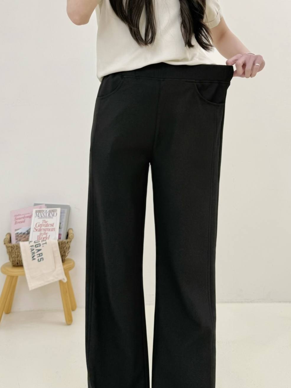 顆粒感西裝彈力剪裁寬褲*1色 K6875127