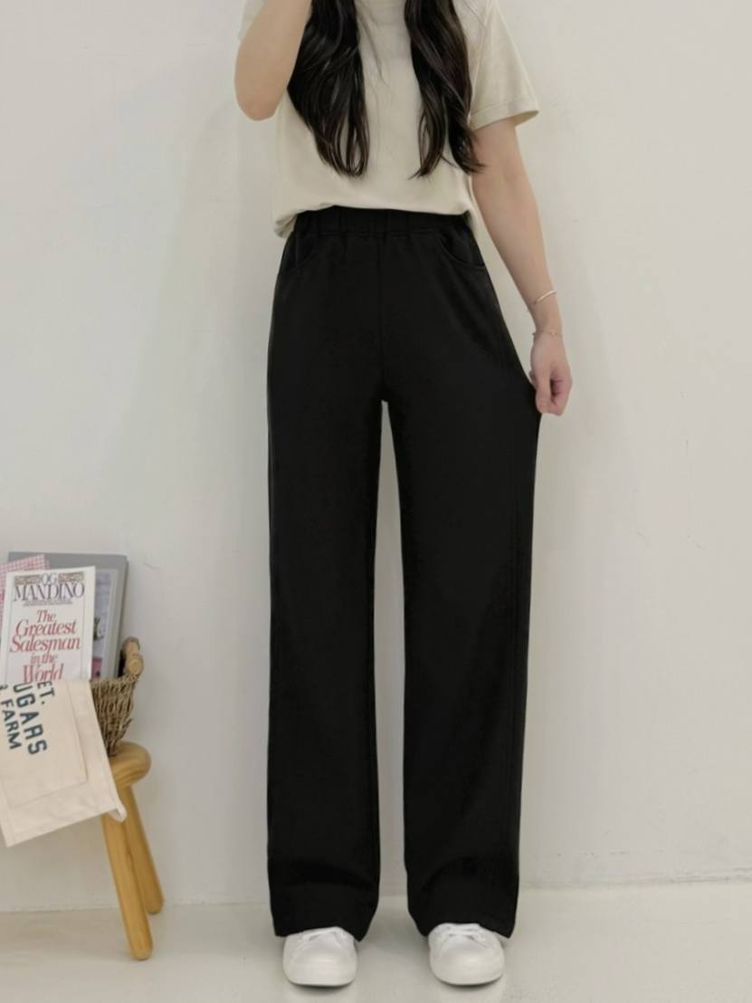 顆粒感西裝彈力剪裁寬褲*1色 K6875125