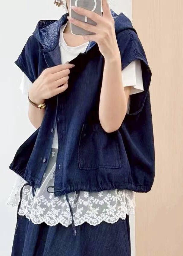 水洗牛仔連帽背心 *1色 K08869