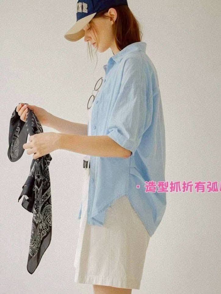 質感雅緻單色修身剪裁五分袖襯衫*5色 K0856610