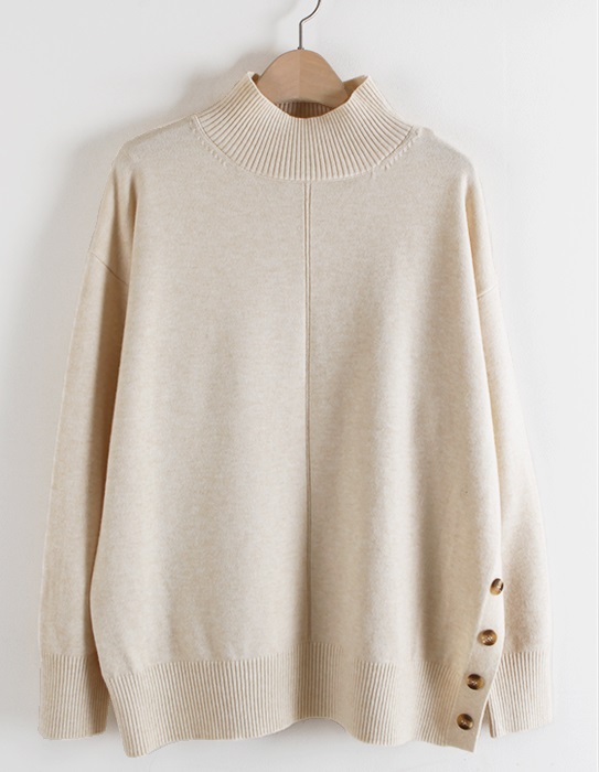 立領單邊開衩針織*5色 K988985