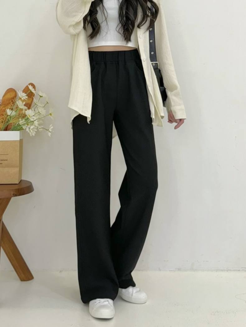 顆粒感西裝彈力剪裁寬褲*1色 K6875121