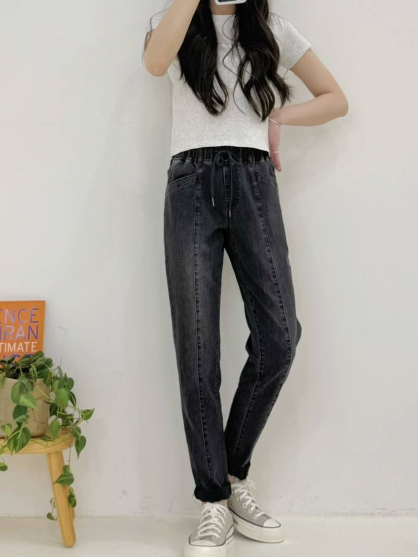 雙釦編織腰角口不規則剪裁喇叭牛仔褲*1色 K740084