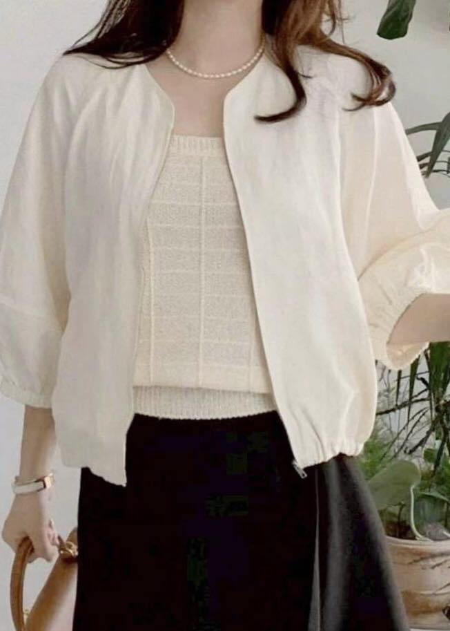 T.H 簡約率性麻棉七分小澎袖短版外套*4色 K08897