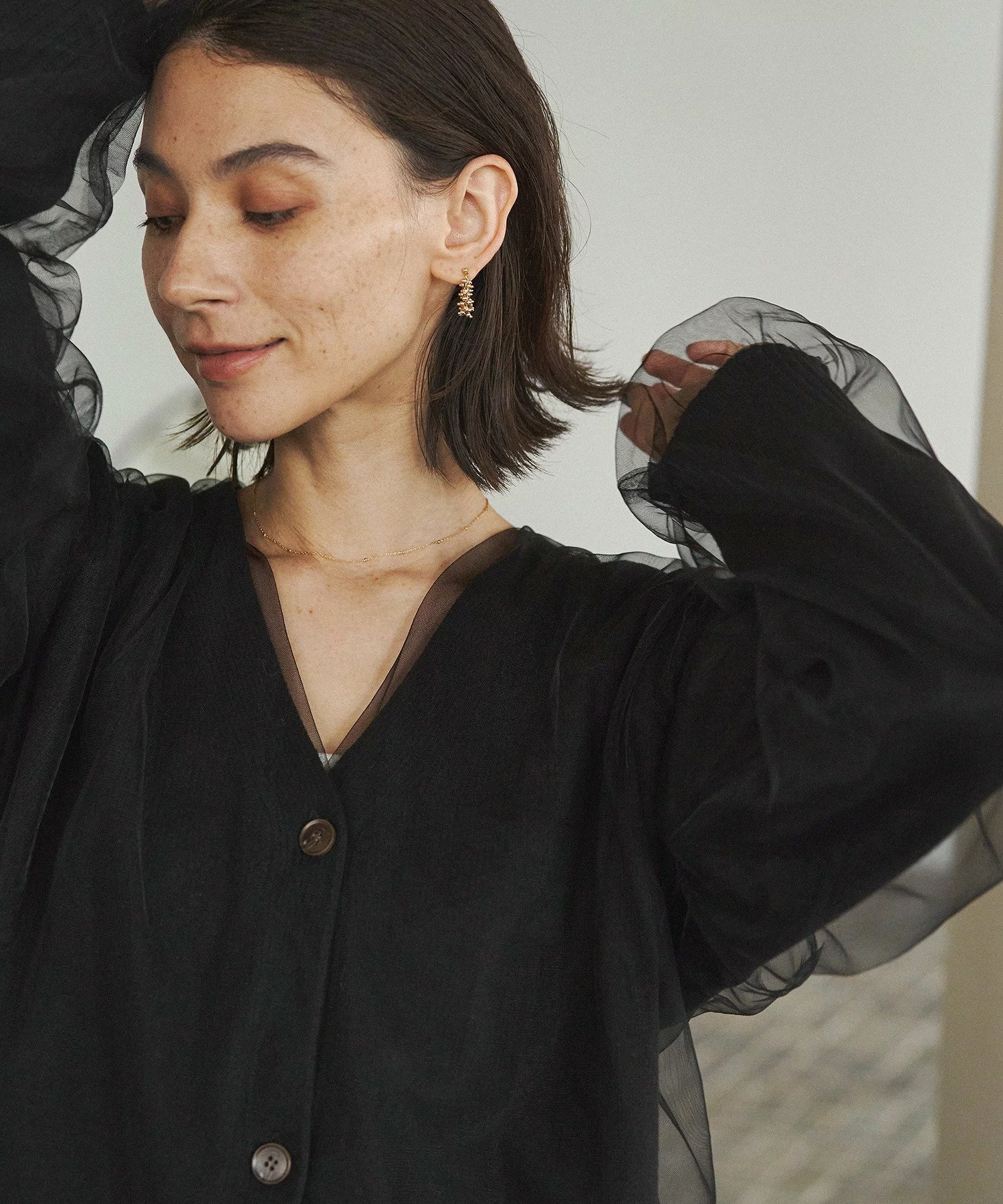 【日本直送 】薄紗疊層針織外套